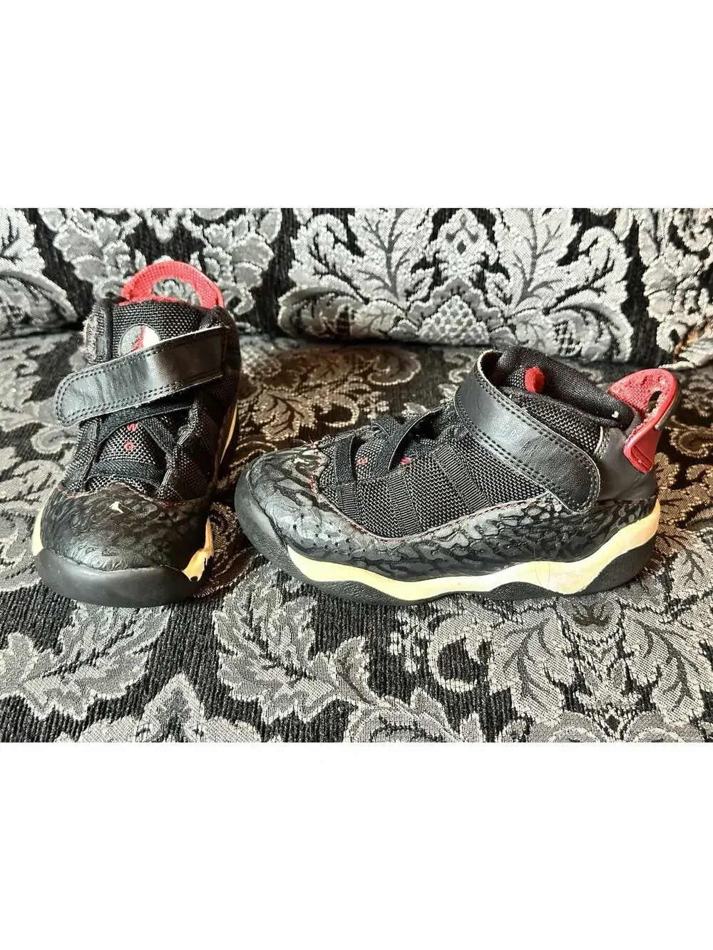 NIKE AIR JORDAN 6 RINGS Baby Toddler Shoes Size 9C Black Red White MJ School